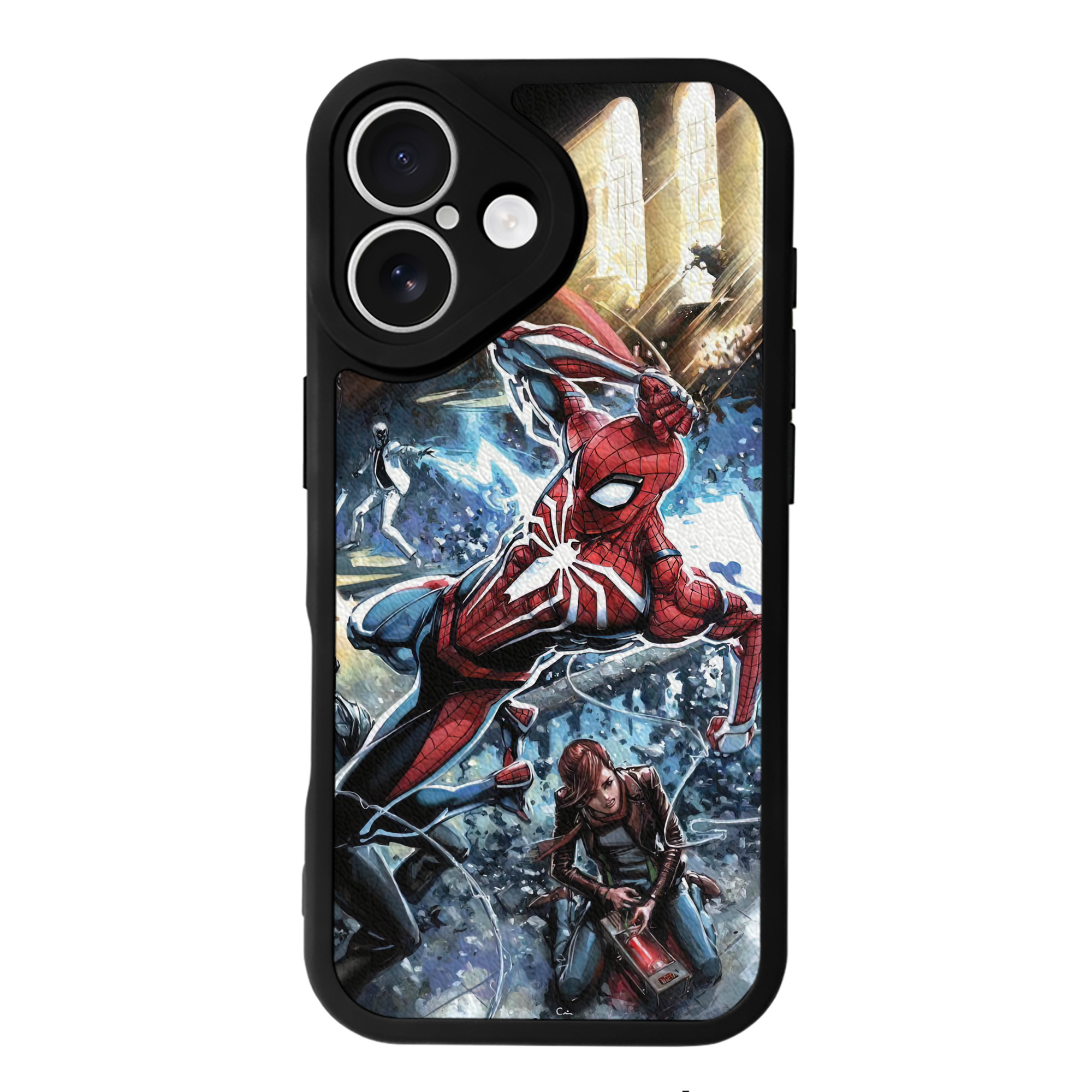 Spider Man スパイダーマン 【iPhone 16シリーズ対応】シリコンスマホケース（レザー調） 材質：シリコン